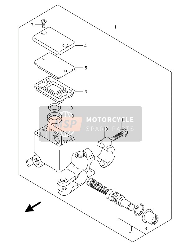 Suzuki AN250 BURGMAN 2005 Maître-cylindre arrière (E2-E19-E24-E71) pour un 2005 Suzuki AN250 BURGMAN